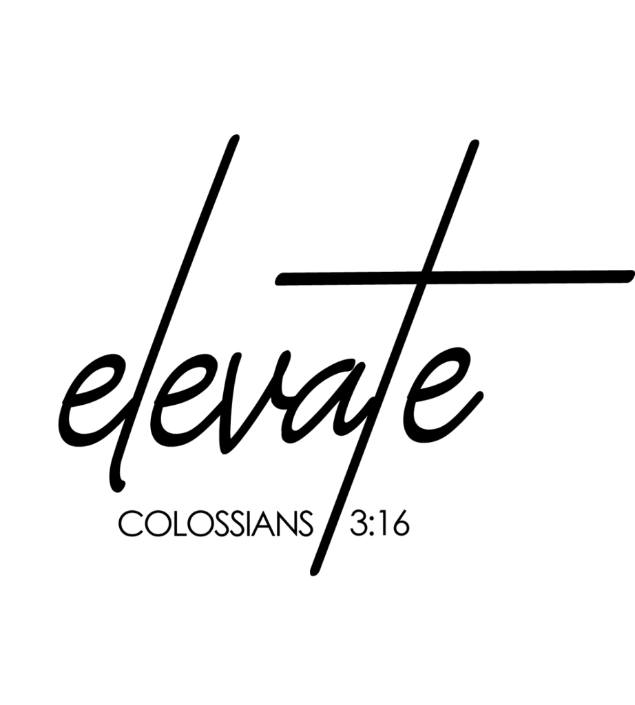 The Elevate teen ministry logo, with the verse reference Colossians 3:16