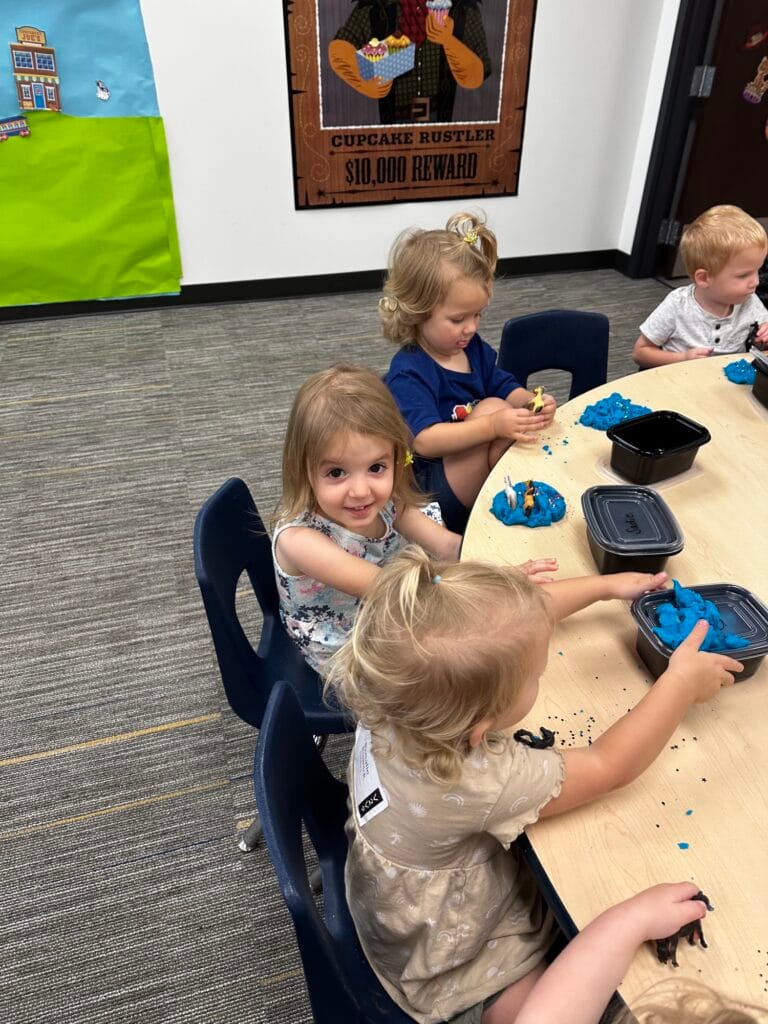 Toddlers in the Rainbow Riders classroom at Community Baptist Church